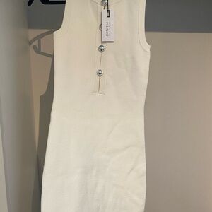 Dynamite Cream Button-Front Mini Sweater Dress